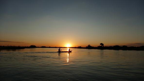 Namibia Kavango Sonnenuntergang Mokoro